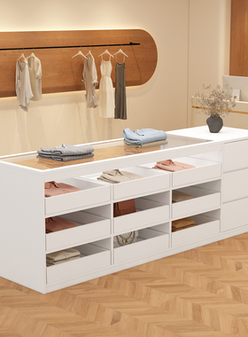 服装店中岛柜流水台饰品店摆件展示台女装店中岛台带玻璃工厂直销