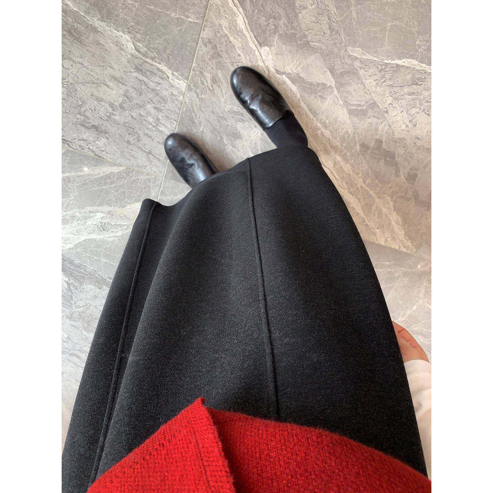 新款醋酸毛呢半身裙m女通勤百搭大码HIT秋胖m高腰设计感显瘦花苞