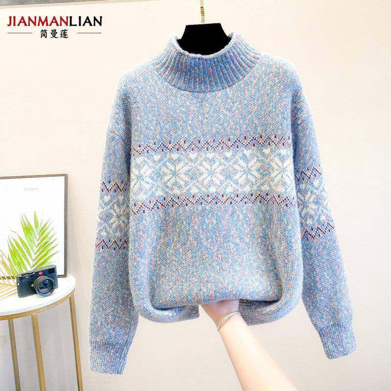 不2起球毛衣女款0糯25新款冬季软慵懒风宽JML21102松加针织爆款厚