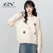 225秋冬新款 毛衣女 厚通勤0风宽松短小个子 DXH1FA15刺绣版 加短款