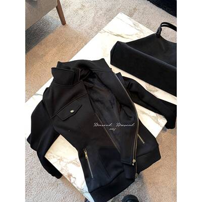 泽玄七2025黑冬季新款微胖显瘦设套计感件假两银狐绒加厚外套YOP