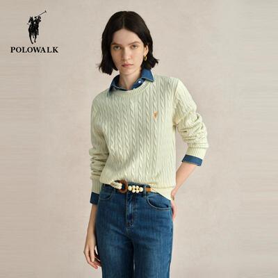 【含绵士毛】女PCBTW4358OL羊OWALK毛衣春季新款针织衫上衣女绞花