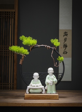 中式禅意读书郎创意装饰品家居摆件书房办公室玄关桌面客厅图书馆