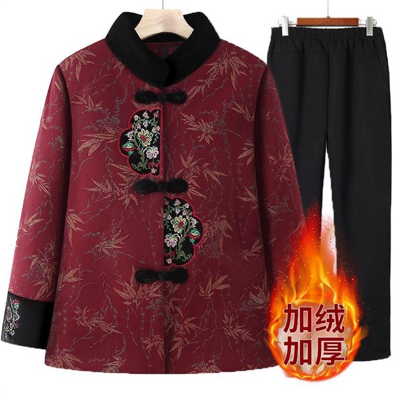 八十多岁老太太衣服奶奶冬装加绒加厚棉袄中老年人唐装妈妈棉服老