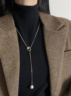 钛钢不掉色长款项炼女士覆古毛衣炼轻奢高级感秋冬配饰设计感小众