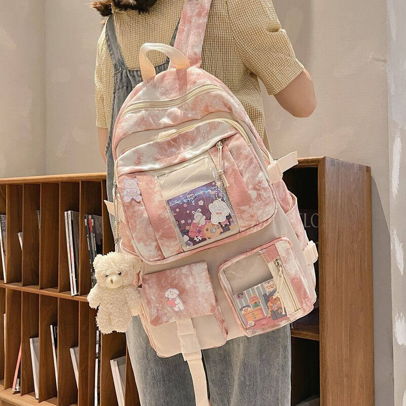 荟成小清新少女心书包女初中高中学生韩版ins扎染风小学生三到六