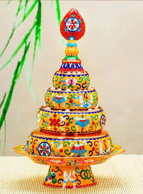 藏式景泰蓝曼扎盘纯铜供