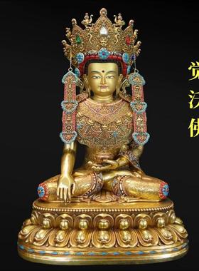 尼泊尔手工全鎏金觉沃佛佛像摆件黄铜西藏大昭释迦牟尼12岁等身像