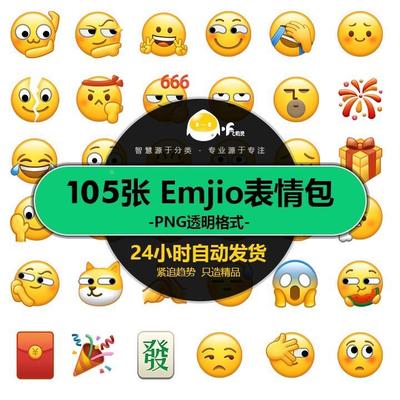 微信emoji表情包png透明静态图片素材捂脸笑哭666裂开吃瓜狗头黄