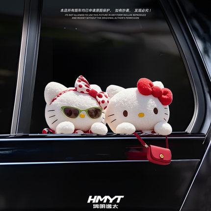 Hello Kitty凯蒂猫毛绒玩偶立体卡通可爱电动摩托车身防水装饰贴