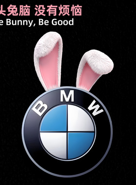 适用于宝马BMW车标兔耳朵装饰贴纸车标改装贴防水贴个性改装车贴