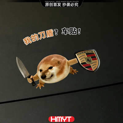 搞笑我的刀盾亚克力防水车标贴