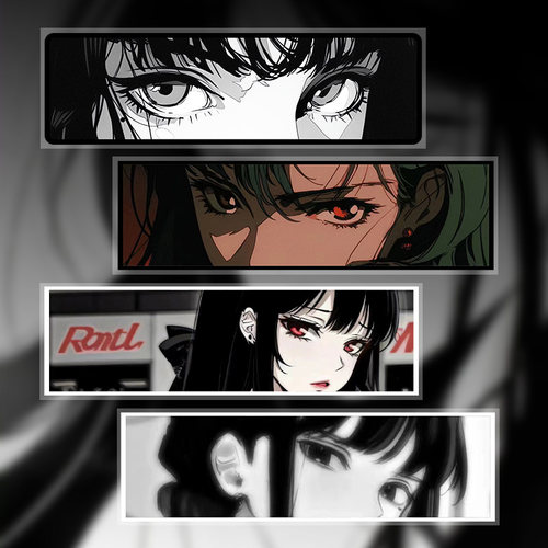 JDM动漫眼神反光二次元贴纸