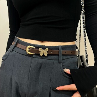 皮带女生金色蝴蝶新款韩版腰带装饰裙子牛仔裤连衣裙皮带百搭