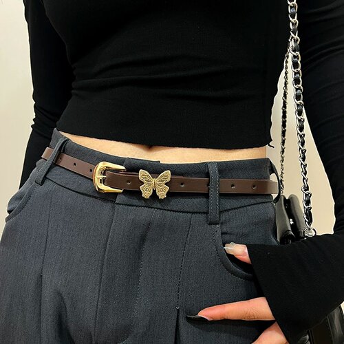 皮带女生金色蝴蝶新款韩版腰带装饰裙子牛仔裤连衣裙皮带百搭