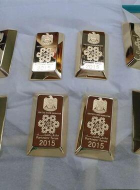 样品展示镀金金条纯铜24K银行展示金条 铜油压样品金条加工