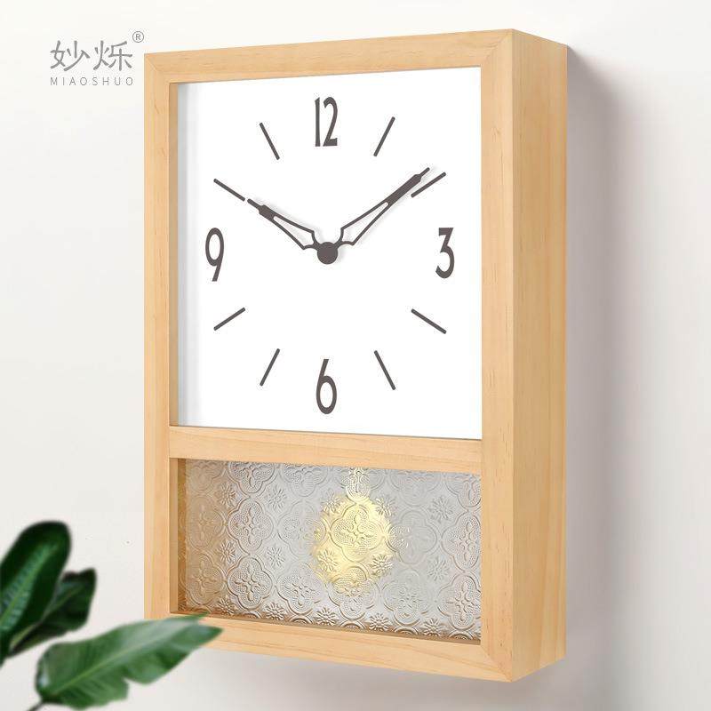 实木日式客厅挂钟卧室复古静音桌面摆钟木质钟表轻奢家用台式座钟,家居饰品,挂钟,淘宝优惠券,粉丝福利购,淘宝优惠卷