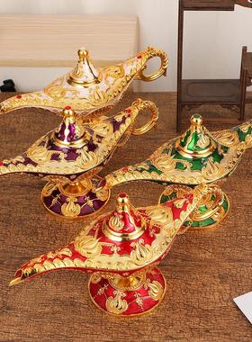 欧式轻奢阿拉丁神灯 宫廷晚宴珐琅彩装饰摆件创意精美金属工艺品