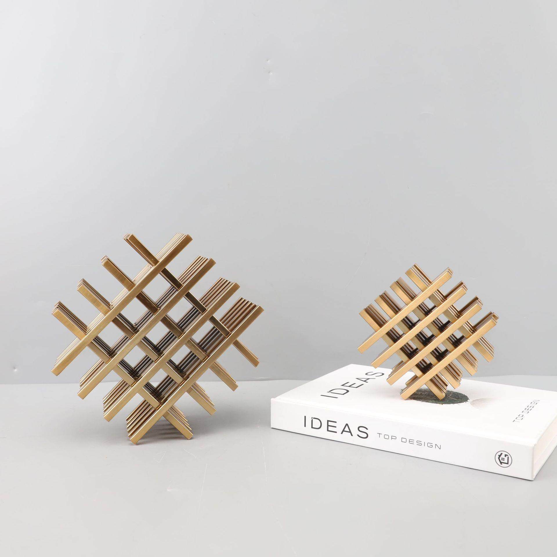 现代创意金属井字格几何摆件酒柜客厅茶几办公室样板间家居装饰品,家居饰品,装饰摆件,淘宝优惠券,粉丝福利购,淘宝优惠卷