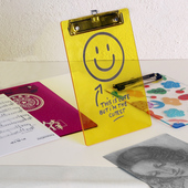 厚刻INS风写字垫板资料克莱因蓝色文件夹咖啡奶茶饮品店点菜单学生书本亚克力创意个性 透明签字便签本A4A5A6