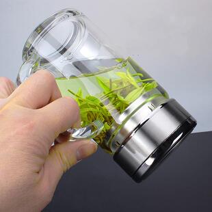 单层玻璃杯大容量商务带手柄透明加厚泡茶杯耐热家用700ML水杯子