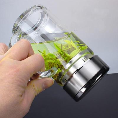 单层玻璃杯大容量商务带手柄透明加厚泡茶杯耐热家用700ML水杯子