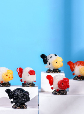 奶牛齐腮红特色兰寿金鱼摆件模型合成树脂招财鱼缸造景汽车装饰品