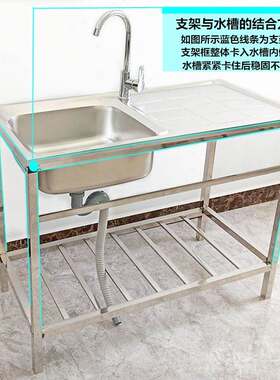 洗水槽阳台盆中盆灶台洗碗池一体不锈钢水槽立式户外厨房柜家用