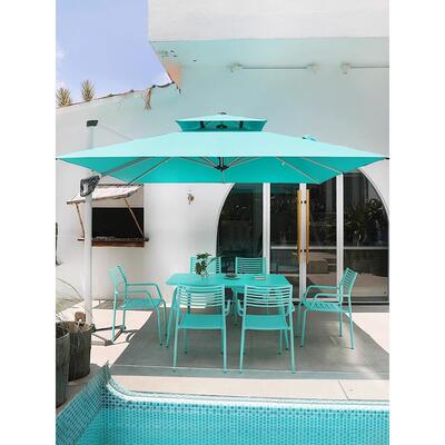 户茶外桌椅色网红全铝室白外休闲奶店咖啡厅庭syg三院露台桌椅五