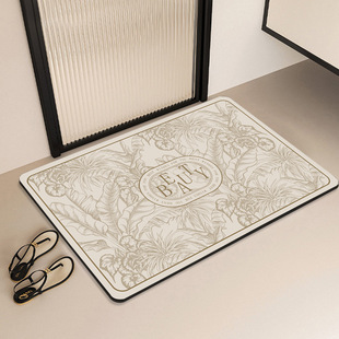 新款 复古奶油风硅藻泥吸水速干浴室地垫卫生间防滑脚垫洗澡间浴