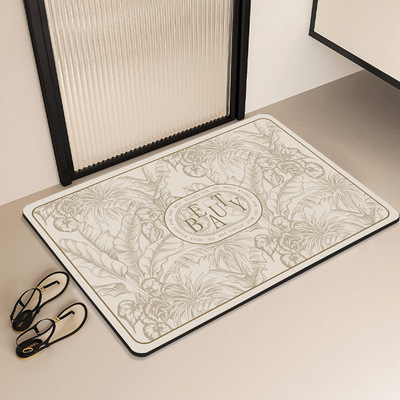 新款 复古奶油风硅藻泥吸水速干浴室地垫卫生间防滑脚垫洗澡间浴