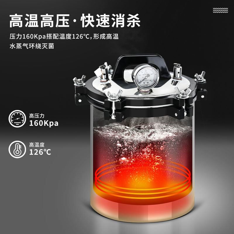 压力蒸汽医用灭菌器18L24L不锈钢手提高压医用牙科灭菌锅消毒锅图片