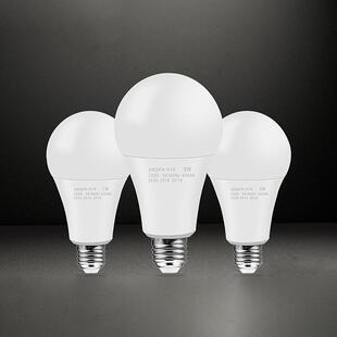 家用照明LED球泡E27螺口灯泡大功率高亮节能塑包铝3W5W白光暖光