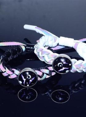 情侣手链感应震动情侣手链一对感应发亮震动抖音网红夜光手环男女