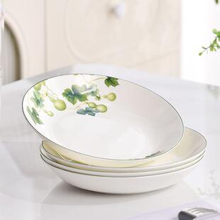 宋式美学餐具宋式美学餐具骨瓷餐具8英寸深盘中式汤盘菜盘陶瓷菜