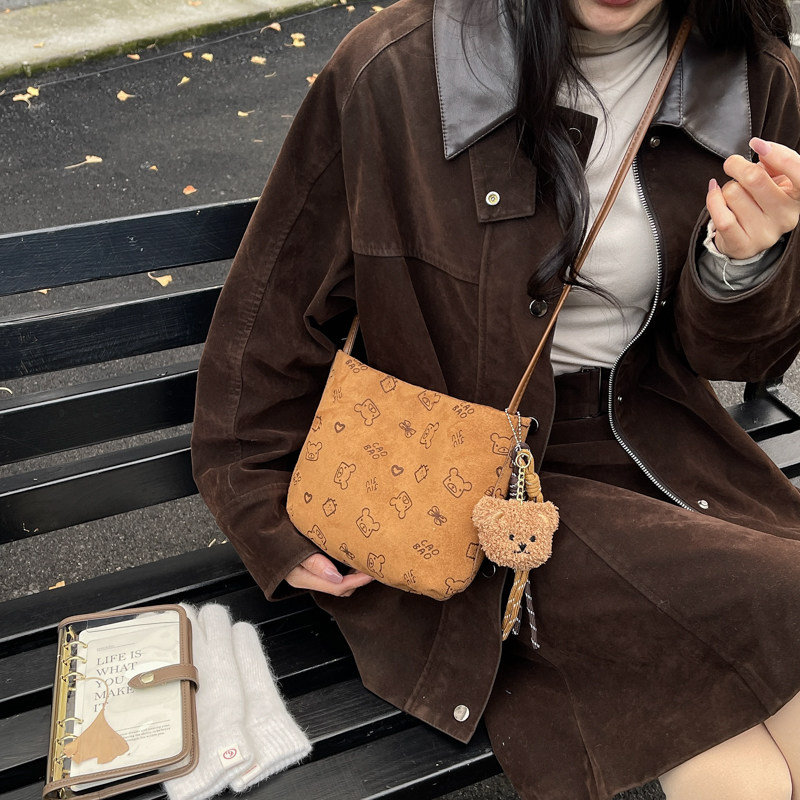 休闲时尚高级感麂皮绒迷你包包女2026新款可爱流行单肩斜挎手拎包