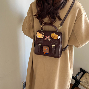 卡通可爱公仔双肩包包女2025年秋冬新款 高级感流行单肩斜挎手拎包