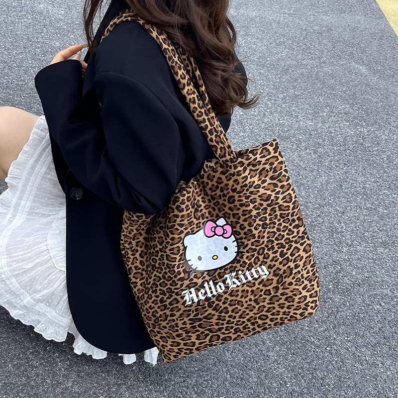 复古洋气可爱Hellokitty包包女2025秋新款时尚百搭豹纹单肩手拎包,箱包皮具/热销女包/男包,托特包,淘宝优惠券,粉丝福利购,淘宝优惠卷