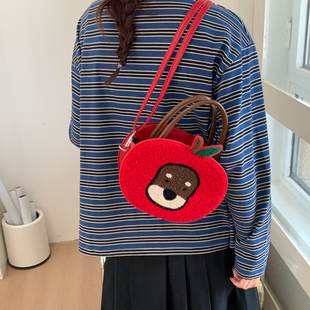 超火可爱红色小狗迷你包包女2026新年外出游玩百搭单肩斜挎手拎包