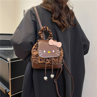 超火流行高颜值Hellokitty迷你背包女2025新款 复古洋气豹纹双肩包