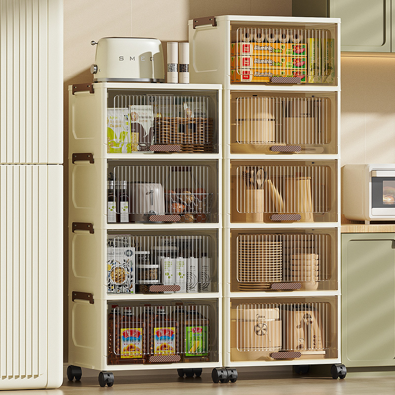 速发厨房收纳柜家用厨房用具置物柜餐具置物架放碗物储柜落地柜层