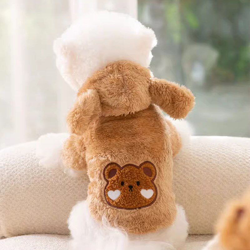 速发贴布厚耳朵连帽绒衣可绣冬季冬款加爱衣服比熊泰迪博美犬