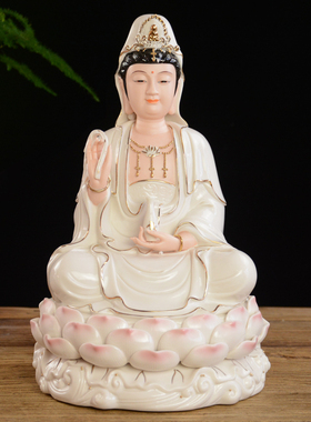 速发德化陶瓷 观音佛像 家萨家居 供奉 莲用摆件坐家杨柳观世音菩