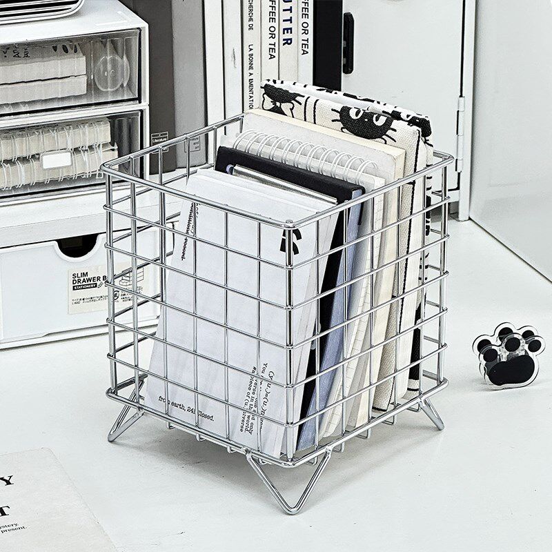 速发桌艺铁面网格收纳筐不锈钢小铁置子架物架便签杂物收纳铁篮子