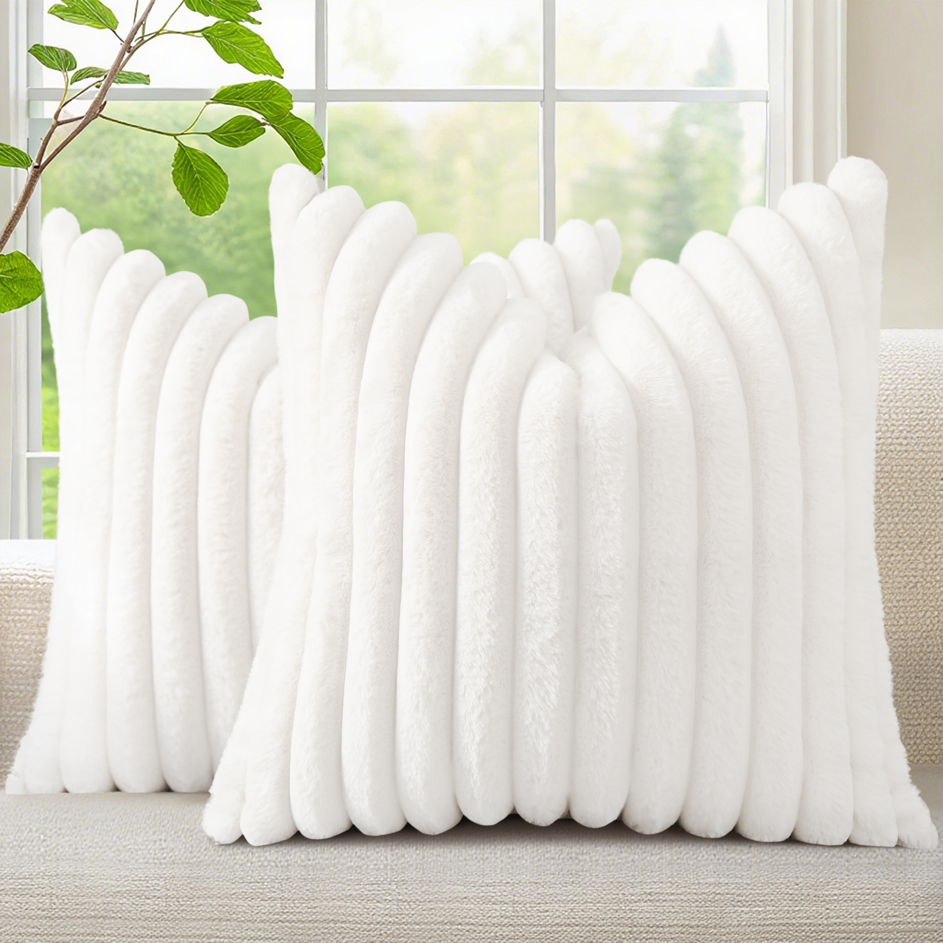 轻奢抽条抱枕套沙发靠枕奶油白色方形客厅大靠枕卧室床头飘窗靠垫,居家布艺,靠垫/抱枕,淘宝优惠券,粉丝福利购,淘宝优惠卷