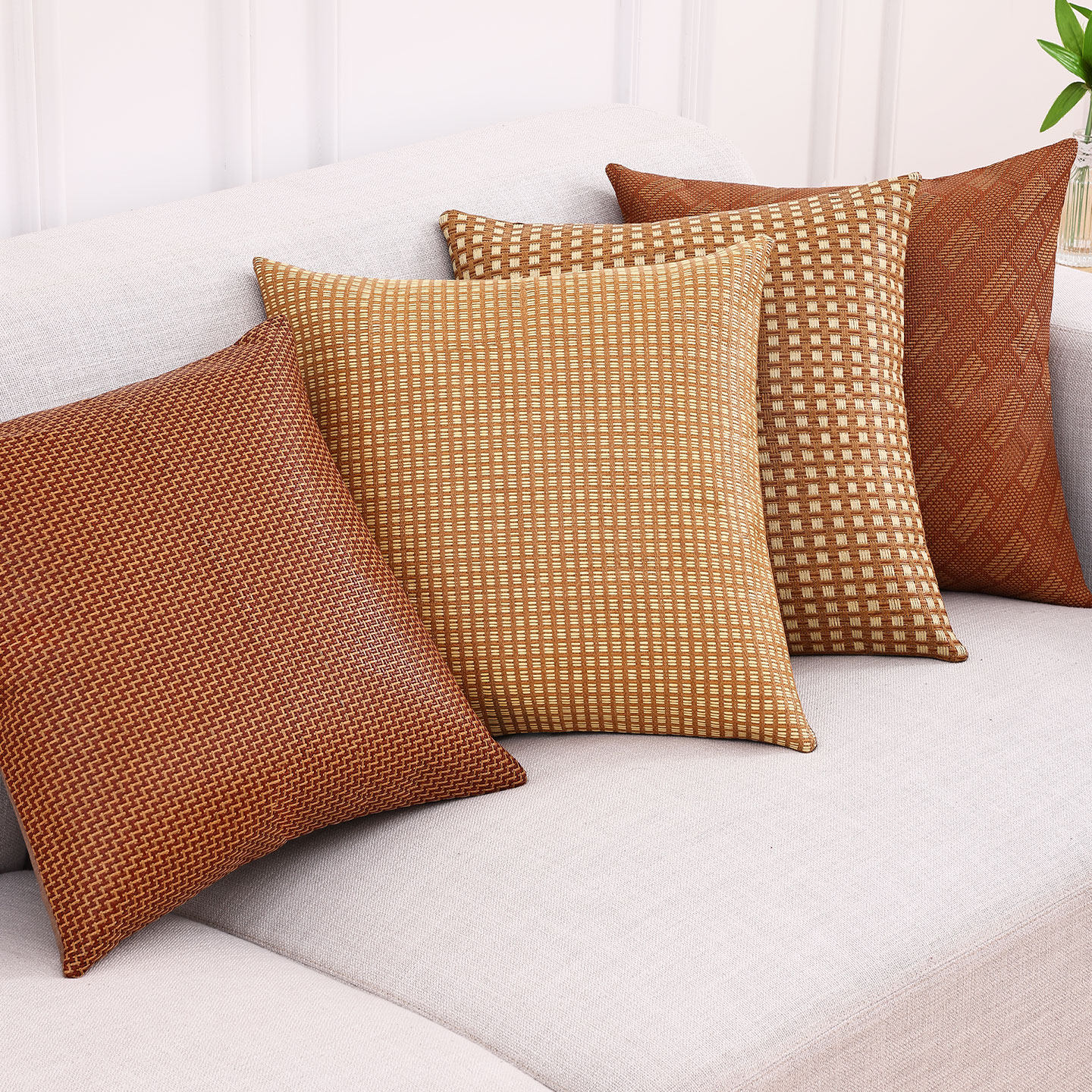 凉席抱枕套2025夏季新款沙发客厅藤席靠枕套不含芯夏天靠背垫套