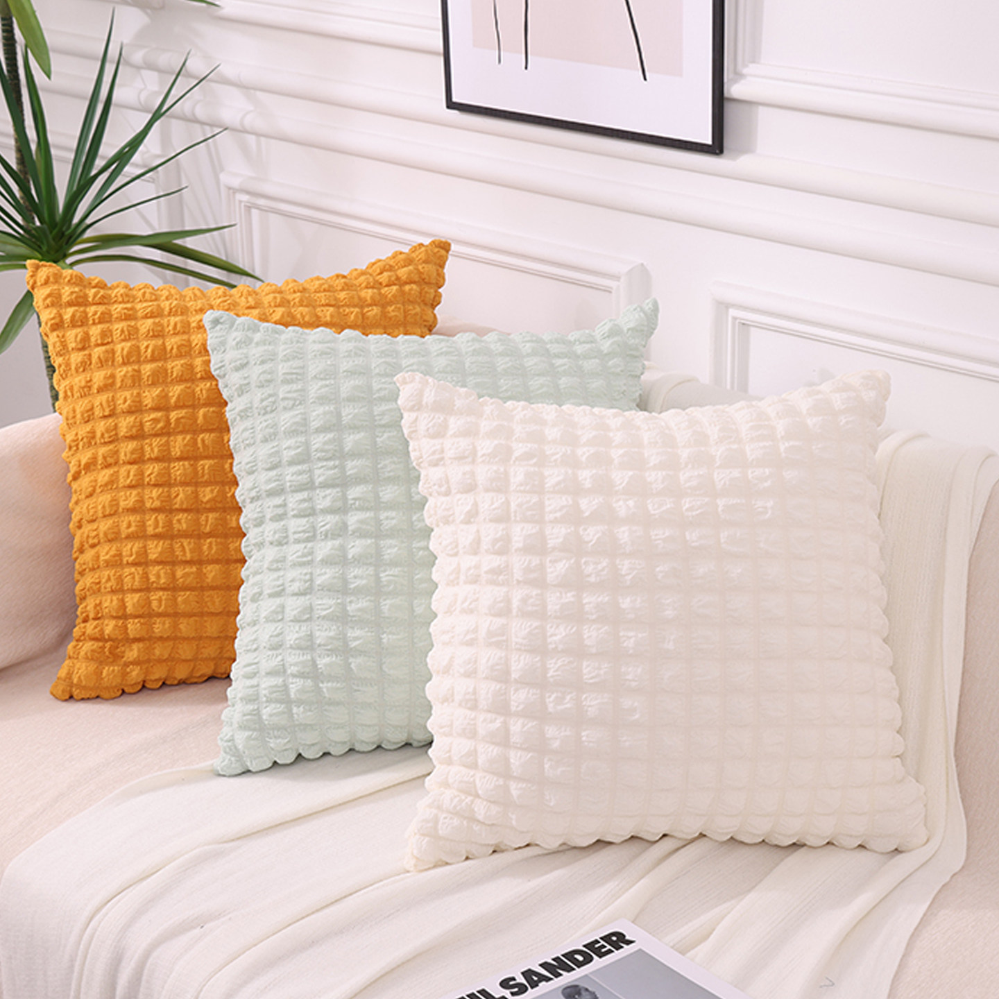 清新泡泡纱抱枕套2026新款沙发客厅靠背垫简约现代床头飘窗靠枕套