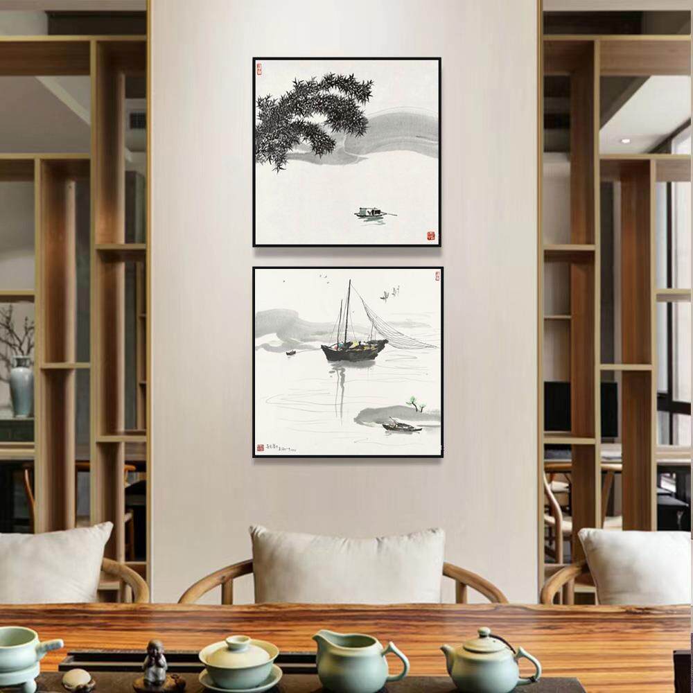 吴冠中装饰画江南水乡客厅玄关挂画中国风卧室餐厅饭店书房水墨画