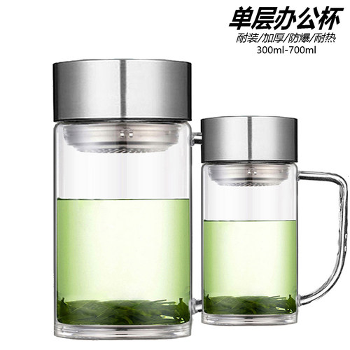 带手柄喝水加厚单层玻璃杯