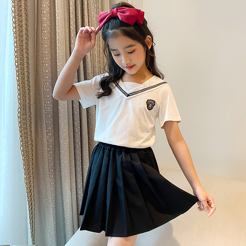 jk女童夏季短袖12岁小学生套装裙图片